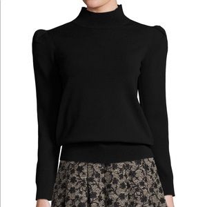 Co Mock-Neck Sweater w/ Exaggerated Shoulders